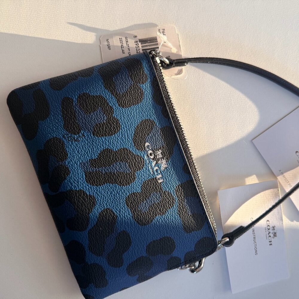 Brand New Coach Wristlet – Blue Leopard Print - Picture 2 of 5